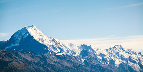 Panoramic view of Aoraki Mount Cook in New Zealand's South Island