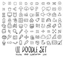 Set of UI icon Drawing illustration Hand drawn doodle Sketch line vector esp10