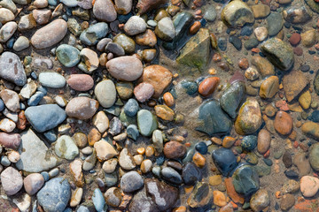 gravel with water texture natural abstract background close-up