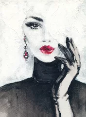 Poster Im Rahmen schöne Frau. Modeillustration. Aquarellmalerei © Anna Ismagilova