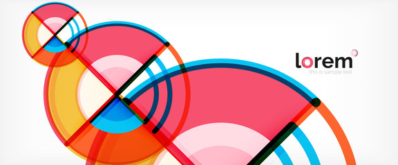 Circle abstract background, bright colorful round geometric shapes