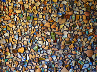 Abstract background made of old ceramic pots pieces