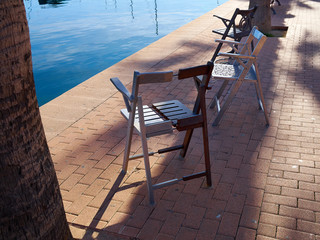 Modern street puclic chairs by the sea