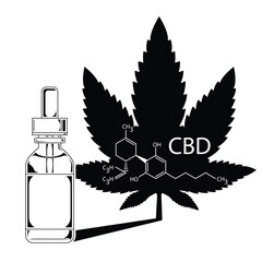Medical Marijuana Cannabis Oil Extract In Bottle silhouette vector