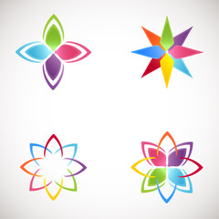 Lotus Logotype icons set. Bright colors flower logos.  logo for Beauty salon, health clinic, yoga studio, massage .