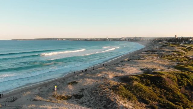Drone aerial flying over Wanda Beach in afternoon, Cronulla Sydney Australia