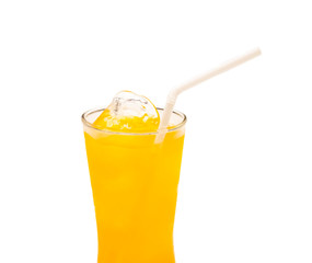 Orange juice glass isolated on white background and clipping path