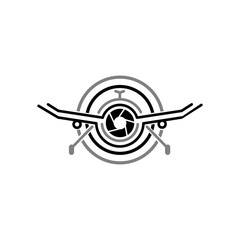 Aerial Drone Cam Photography Logo Design Template. Drone Camera Photography Technology Logo Vector Icon.