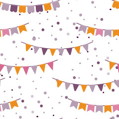 Bunting party flags garland  seamless vector pattern.