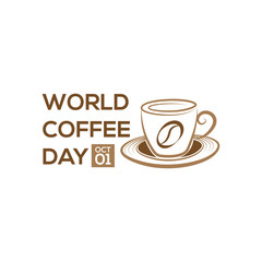1 October International coffee day Logo. World Coffee day Logo Icon vector illustration on white background.