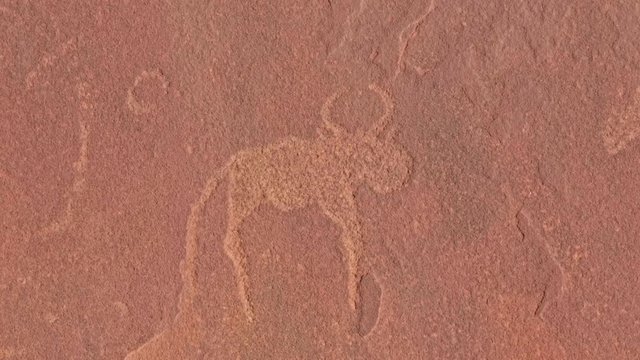 Twyfelfontein rock engraving of horned antelope, drawn by prehistoric Bushman