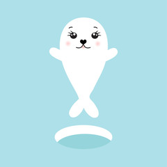 Cute seal. Vector illustration of  cartoon