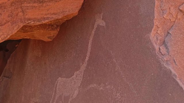 Tilt Up, Giraffe rock engravings at Twyfelfontein, Namibia, World Heritage Site
