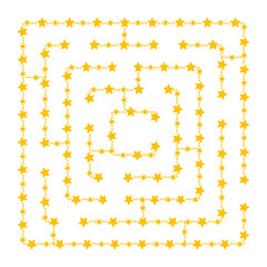 Simple square maze - starry sky. Game for kids. Puzzle for children. One entrance, one exit. Labyrinth conundrum. Flat vector illustration isolated on white background. With place for your image.