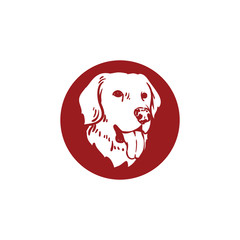 Portrait Dog with Tongue Out Circle Logo