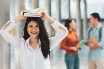 Friendship in campus, College students spend time together.
