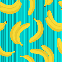 Seamless stylish pattern with fresh yellow bananas in flat style.