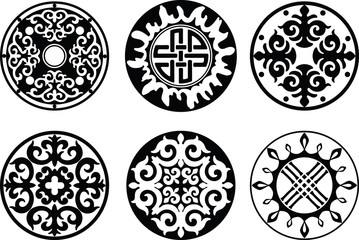 Set of circular elements in oriental style
