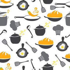 Kitchen elements seamless pattern