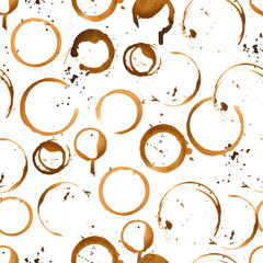 Seamless pattern with coffee stain circles