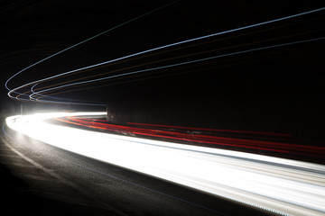 light trails in tunnel