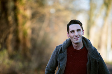 Young man Winter Portrait in Town