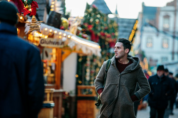 Young man Winter Portrait in Town