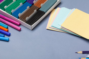 Colored plasticine for molding in box. Studio Photo