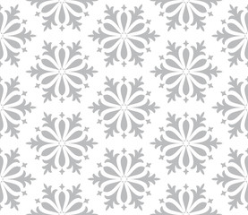 Abstract geometric pattern with lines, snowflakes. A seamless vector background. White and grey texture. Graphic modern pattern