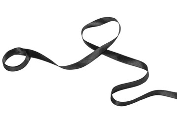 Black ribbon bow isolated on white background