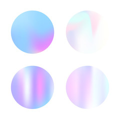 Hologram abstract backgrounds set. Minimal Gradient backdrop with hologram. 90s, 80s retro style. Iridescent graphic template for banner, flyer, cover, mobile interface, web app.