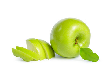 Fresh granny smith apples on white background