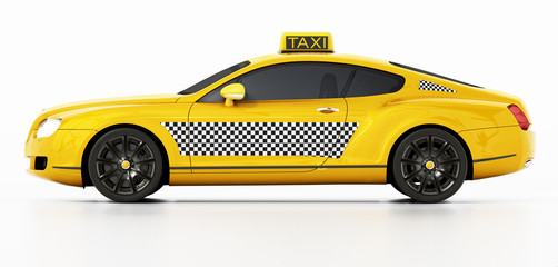 Luxurious business taxi car isolated on white background. 3D illustration - obrazy, fototapety, plakaty