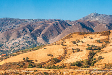 Mountainous countryside in the island of Crete, Greece, Europe.
