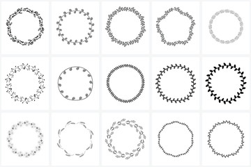 Hand Drawn Wreaths and Frames bundle for logo creating, wedding invitations and greetings cards