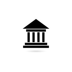 Black Bank building icon, Bank building logo 