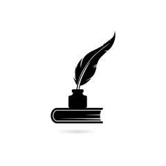 Black Classic feather quill illustration icon or logo