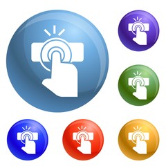 Finger touch icons set vector 6 color isolated on white background