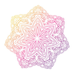 Mandala. Circle pattern in light pink, violet and blue colors.