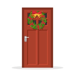 Door with christmas wreath