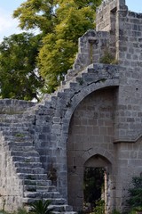 Obraz premium İnterior of the old Catholic Church. Fragment. The decoration Church. North Cyprus Bellapais Abbey 