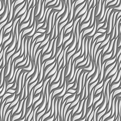 Abstract wave seamless background. White curves with shadows. Stock vector endless backdrop.