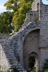 İnterior of the old Catholic Church. Fragment. The decoration Church. North Cyprus Bellapais Abbey 