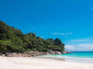 The beach and the blue sky.