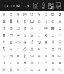 Large set of vector icons in the style of thin line and simple design. Icons of various subjects for the user interface.