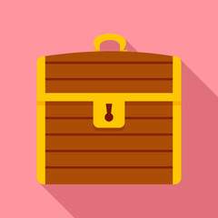 Treasure chest icon. Flat illustration of treasure chest vector icon for web design