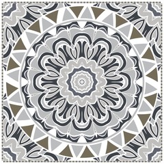 Ornamental floral print with color mandala. For design of carpet, shawl, pillow, cushion. Vector illustration