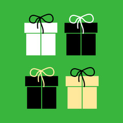 Vector set of gift icons on green background