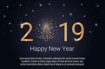 Fototapeta na wymiar 2019 Happy New Year Background for your Seasonal Flyers and Greetings Card or Christmas themed invitations