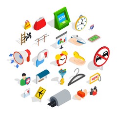Big city icons set. Isometric set of 25 big city vector icons for web isolated on white background